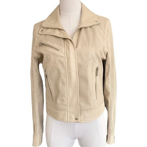 Blank NYC Imelda Perforated Moto Jacket Cream Size Small NWT - Picture 6 of 16